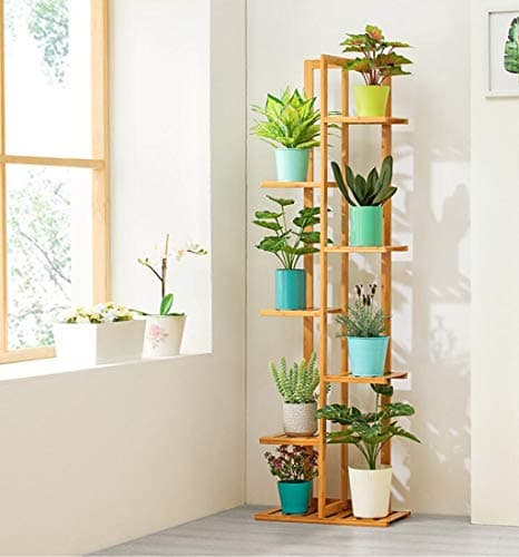 CSPMM Flower Ladder Rack, Wooden, Planter Holder, Elegant Design Floor Shelf, Indoor Outdoor Garden Patio Plant Bonsai Decorative Display Flower Rack (Size : Large)