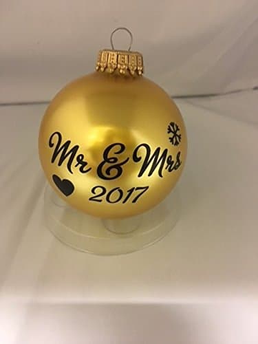 Mr &amp; Mrs 2017 - 1st year of marriage gift idea - Gold Christmas Tree Bauble