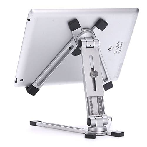 YANGHX Tablet Stand Aluminum Adjustable 360 Degree Foldable Phone Stand Desktop Stand/ Books/ Cell Phone Holder for iPad iPhone Smartphone Tablet (Silver)