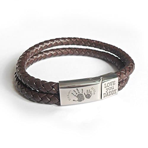 Silver HeartprintsSilver Heartprints PERSONALISED LEATHER BRACELET WITH ENGRAVED HANDPRINT/FOOTPRINTS