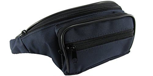 Waist bum belt money passport credit card bag fanny hip lumber pack outdoor sport hiking travel festival holidays pouch 4 zip pockets unisex coach bag wallet waist purse adjustable belt (dark blue)