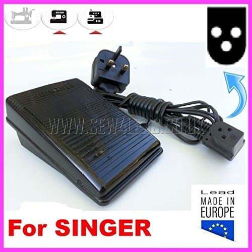 ROSIAK SINGER Sewing Machine & Overlocker Foot Pedal Control Controller D plug aka 3 Pins fits SINGER 500 Stylist series, 502, 507, 509, 513, 514, 518, 522, 527, 533, 534, 538, 543, 560