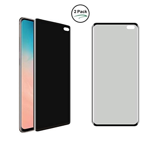 Entwth Curved Full Coverage Screen Privacy Tempered Glass Protector (Black,2 Packs) for Samsung Galaxy S10+ Plus 6.4" Screen HD Clarity 9H Anti-Spy Anti-Scratch Anti-Glare,Easy Install Bubble Free