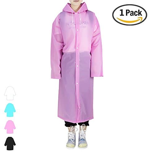 LYSHION Portable Clear Transparent Raincoat Poncho with Hood and Sleeves Reusable Rainwear for Adult