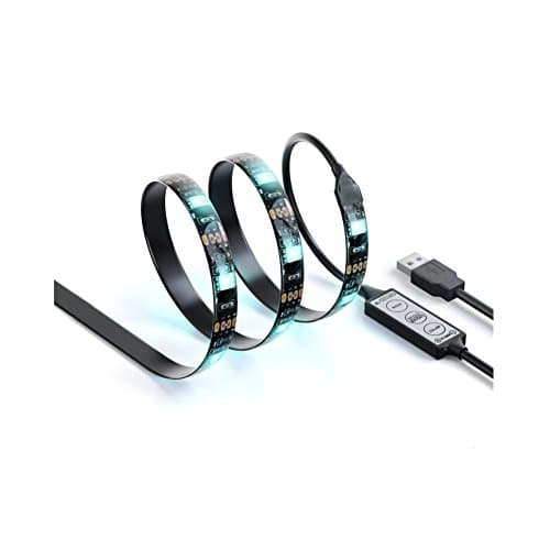 Sinkepoze USB Powered LED Strip Light TV Background Lighting for Flat Screen HDTV LCD Desktop PC Monitor, Car Charger(1X35.4", Waterproof)