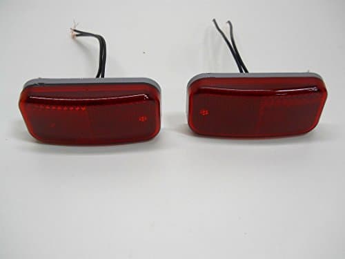 (2) Incandescent 4" Red RV Trailer Marker Clearance Lights / Gray Base