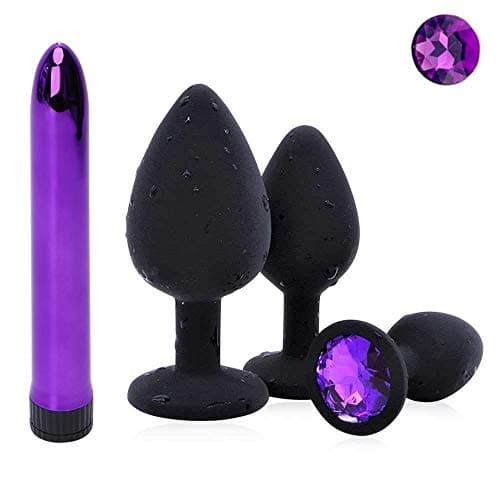 3pcs/Set Soft Medical Silicone Trainer Kit Anale Plugs Beginner Set for Women and Men (Purple3)