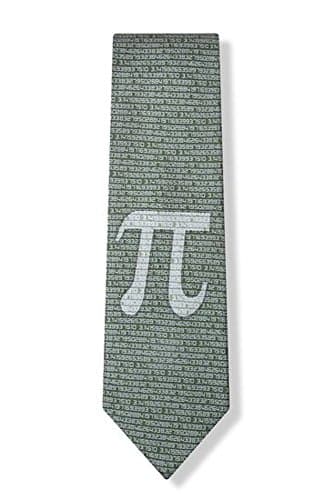 Men's Green Microfiber Pi Symbol to the 50th Decimal Mathematics Math Nerd/Geek Novelty Tie Necktie