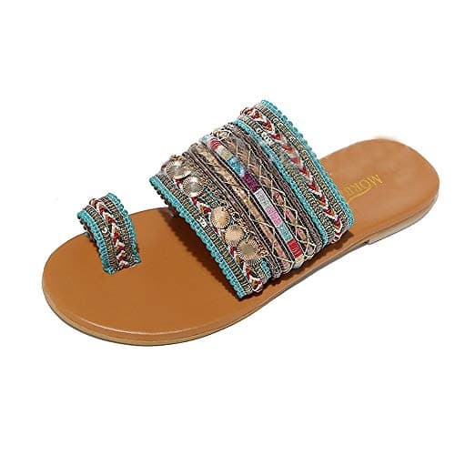 Bokeley Women Artisanal Sandals Flip-Flops Handmade Greek Style Boho Flip Flop Sandals Platform Shoes for Ladies