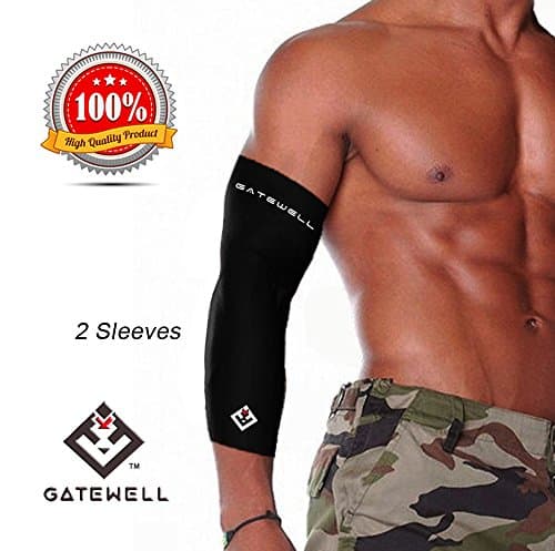 GATEWELL Arm Sleeves (1 Pair) Men, Women &amp; Youth Basketball Shooter Sleeve - Best Protection for Lymphedema - Elbow Warmers for Football, Baseball, Running, Volleyball &amp; Athletic Sports BLACK - M