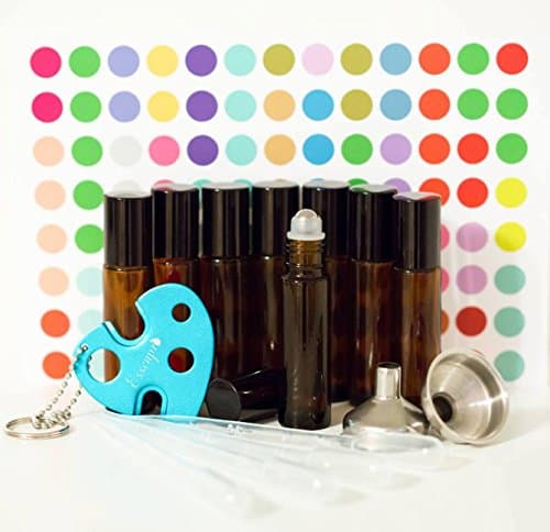 Essenpro Essential Oil 10ml Glass Roller Bottle Kit, 17 Items, Bottle Opener Key Tool