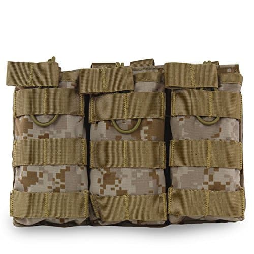 KYhao Tactical Molle Magazine Pouch Nylon Open-Top Triple Pistol Mag Holder Clip Pouch Hunting Bag (AOR1)