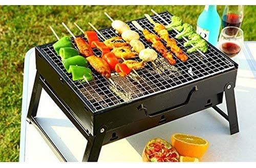 SellTag Barbeque/Portable Charcoal Barbecue Table Camping Outdoor Garden Grill BBQ Black Carbon Steel Color Black