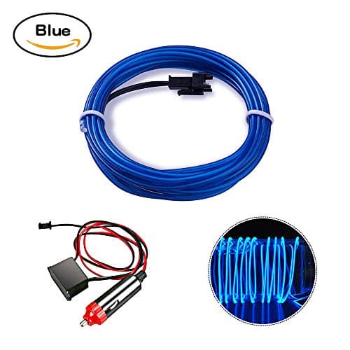 EL Wire, HopeU5® 5M Neon Lights Glowing Strobing Super Bright Battery Operated Rope for Car Decorations Cool Neon Signs-Blue