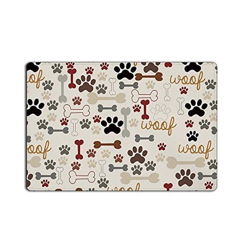 Bath Rugs, Non-Slip Doormat Floor Entryways Indoor Front Door Mat, Kids Bath Mat Dog Paws and Bones, 18"x30" by JackieTD