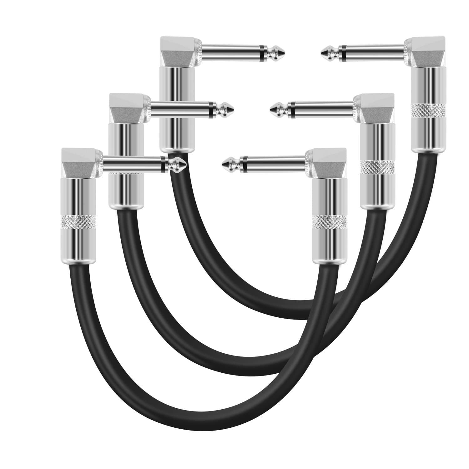 NEUMA Guitar Patch Cables,16cm (6.3 inch) Right Angle Noiseless Instrument Lead Cables for Effect Pedals (Silver)