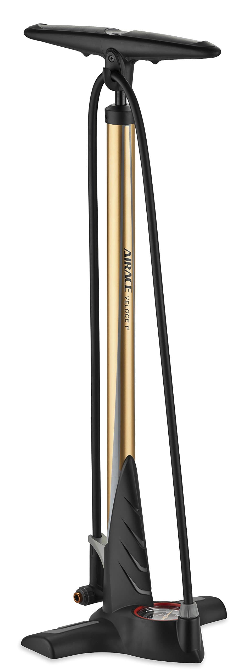 Airace Bike Aluminum Floor Pump with Large Gauge for Presta & Schrader Valve, 160 PSI (Golden)
