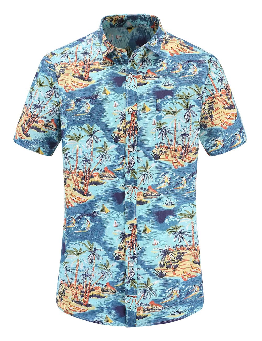 JEETOO Men's Hawaiian Style Short Sleeve Summer Casual Shirt