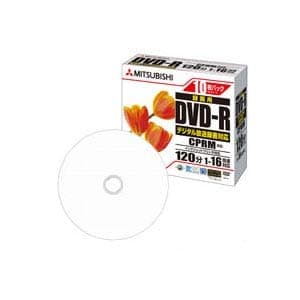 Mitsubishi Chemical Media VHR12JPP10 DVD-R for CPRM Recording, 120 Minutes, 16x Speed, 0.2 inch (5 mm) Slim Case, 10 Sheets, Wide Printing Support, for Corporate Use