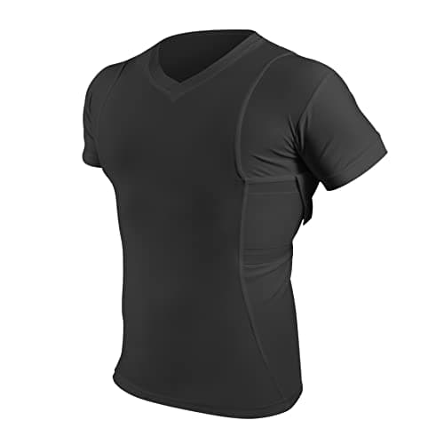 Men’s Pistol Holster Undershirt for CCW Concealed Carry, V- Neck, All-Day-Comfort Easy Breathe Compression Fabric