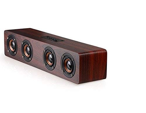 Wireless Bluetooth Speaker Bass Stereo System, Bookshelf Speaker Surround Sound Systems, Wooden, 4 Loudspeaker, with 8 Hour Playtime, Support 12W TF Card AUX, Built-in Microphone for Calls