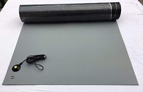 Rubber ESD Anti-Static HIGH Temperature Soldering MAT-30" X 72" (2.5' x 6') - 0.08" Thick- with Ground Cable-Gray