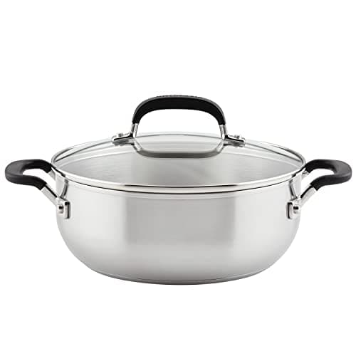 KitchenAid 71021 Stainless Steel Casserole with Lid, 4 Quart - Brushed Stainless Steel
