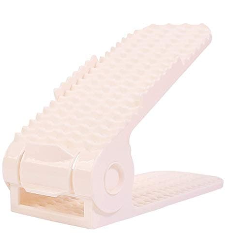 Hanying Adjustable Shoe Slots | 10-Pack | Shoe Rack Space Saver | Adjustable Shoe Slots Rack (Beige)