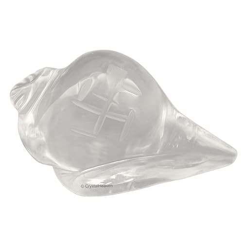 Crystal Heaven Sphatik Shankh with Engraved swastik Original Certified Idol -...