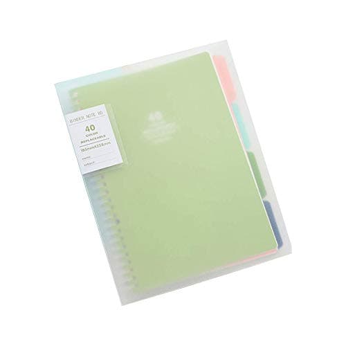 Doraking A5 Transparent Frosted PP Hardcover Refillable Loose-leaf Spiral Notebook with 4 Colored Index Page Dividers, Pure Color Inner Cover, 5.59 X 8.26Inches(A5 Sky-blue, 40Sheets Paper)