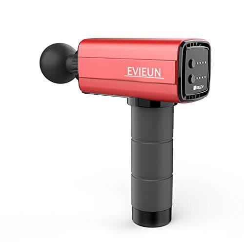 Massage Gun-Professional Portable Handheld Cordless Tissue Muscle Massage Device for Muscle Tension Relief-5 Heads Adjustable 4 Speed Variation (Red)