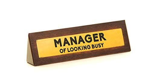Boxer Gifts ‘Manager Of Looking Busy’ Novelty Wooden Desk Warning Sign | Funn...
