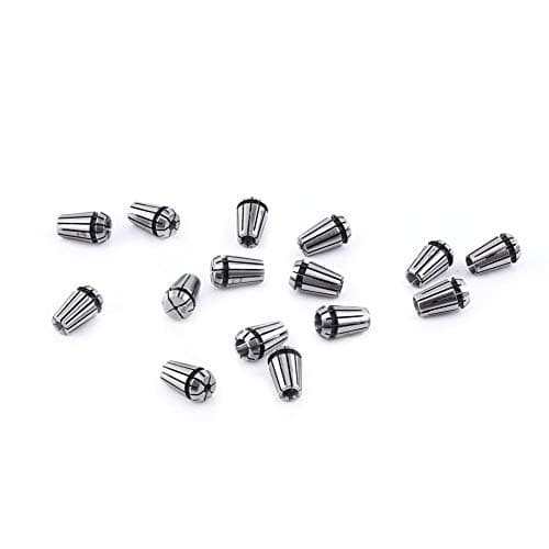 Collet Set, 1Set 15pcs ER11 Spring Collet Chuck for CNC Engraving Machine & Milling Lathe Workholding Tool 1-7mm 1/8"，1/4"