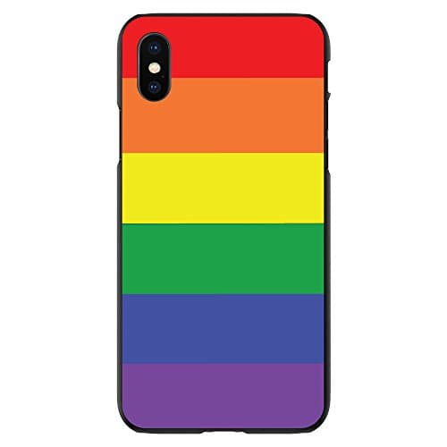 Case for iPhone XR (6.1" Screen) - Custom Ultra Slim Thin Hard Black Plastic Cover - Rainbow Stripes Gay Pride - Show Your LGBTQ Support