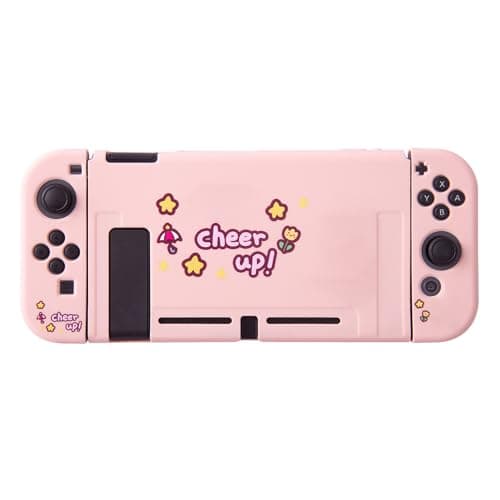PERFECTSIGHT Cute Protective Case for Nintendo Switch, Kawaii Soft TPU Slim Cover, Cartoon Hard Shell Dockable Case for NS Console and Joy Con Controllers - Shock-Absorption Anti-Scratch
