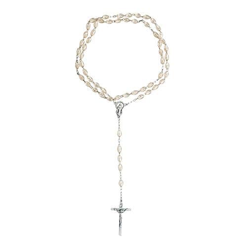 Good Shepherd Creations Catholic Rosary with Metal Crucifix Cross Made in Italy Miraculous Pink Oval Beads (Rose)