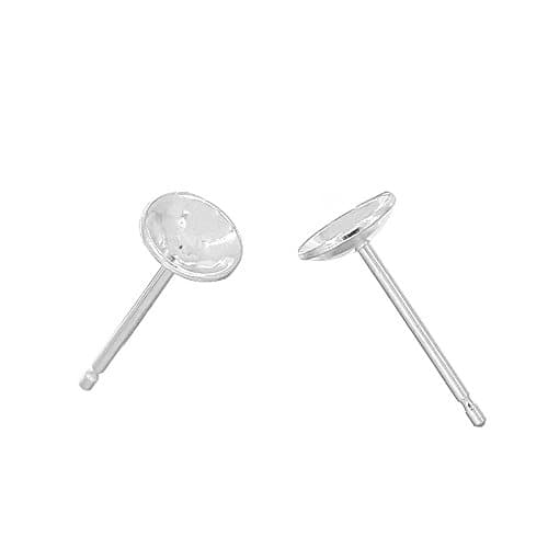 4 Pairs Sterling Silver Stud Post Earring with Glue on 5mm Pearl/Bead Cup