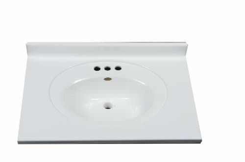 Imperial FRC2522SPW Bathroom Vanity Top with Recessed Center Oval Bowl, Solid White Gloss Finish, 25-Inch Wide by 22-Inch Deep
