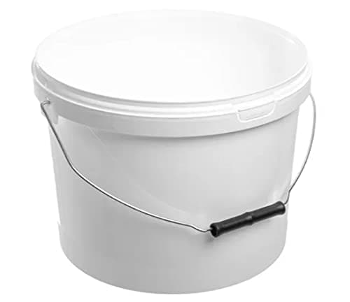 10 X 10 LITRE PLASTIC BUCKETS WITH LIDS HARD WEARING BUCKETS METAL HANDLED