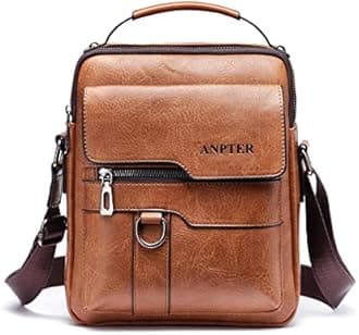 Messenger Bag for Men Crossbody Shoulder Purse Small Vintage PU Leather Satchel Pouch Side Crossover Handbag