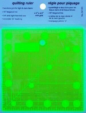 Yellow Non Slip Patchwork & Quilting Ruler 4.5"x4.5" Same As Omnigrid