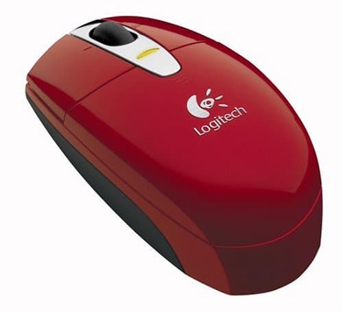 Logitech V200 Cordless Mouse - Red, Snap-on 2.4GHZ Micro-Receiver