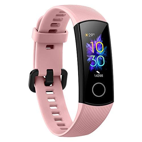 luckyruby Honor Band 5 Smart Bracelet 0.95" AMOLED Screen Blood Oxygen TruSleep Monitoring TruSeen 3.0 Real-TIME Heart Rate 50 Meters Waterproof Fitness Tracker (Pink)