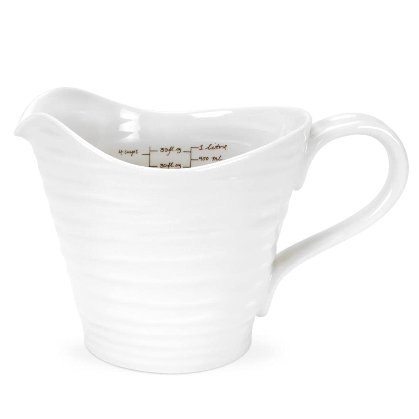 Portmeirion Sophie Conran White Measuring Jug | 6 Inch Measuring Jug for Kitchen and Baking | 32 Ounce Capacity | Made from Fine Porcelain | Dishwasher Safe