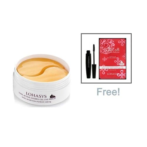LOHASYS Snail Active Hydro Gel Eye Patch (100g/3.5oz) + CellComDX Intensive Care Mask (25g/0.8oz) x1ea + Free Gift The Faceshop Mascara