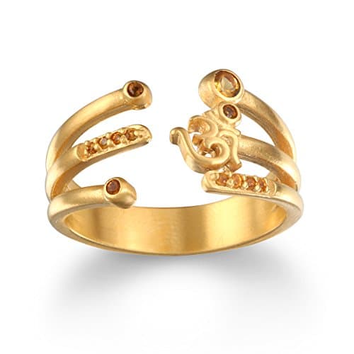Satya Jewelry Citrine Gold Plate Om Adjustable Ring, Size 7-9
