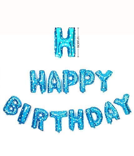 eZoneUK 16 Inch Blue Happy Birthday Self Inflating Balloon Banner Bunting Party Party Foil Balloon Letters - Blue
