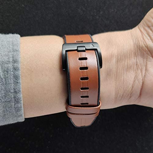 Abanen Leather Watch Bands for Fenix 6 / Fenix 5 / Fenix 7, QuickFit 22mm Soft Genuine Leather with Silicone Sweatproof Wrist Strap for Garmin Fenix 6 Pro/Sapphire,Instinct, EPIX 2,Approach S62/S60