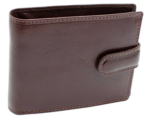TOPSUM LONDONMen's Luxury Dark Real Leather Tr-Fold Wallet 12 x 9.5 cm Borwn