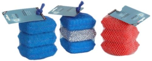 Multi-Purpose Mini Scrubber Set, Blue/Silver, 3-Pack